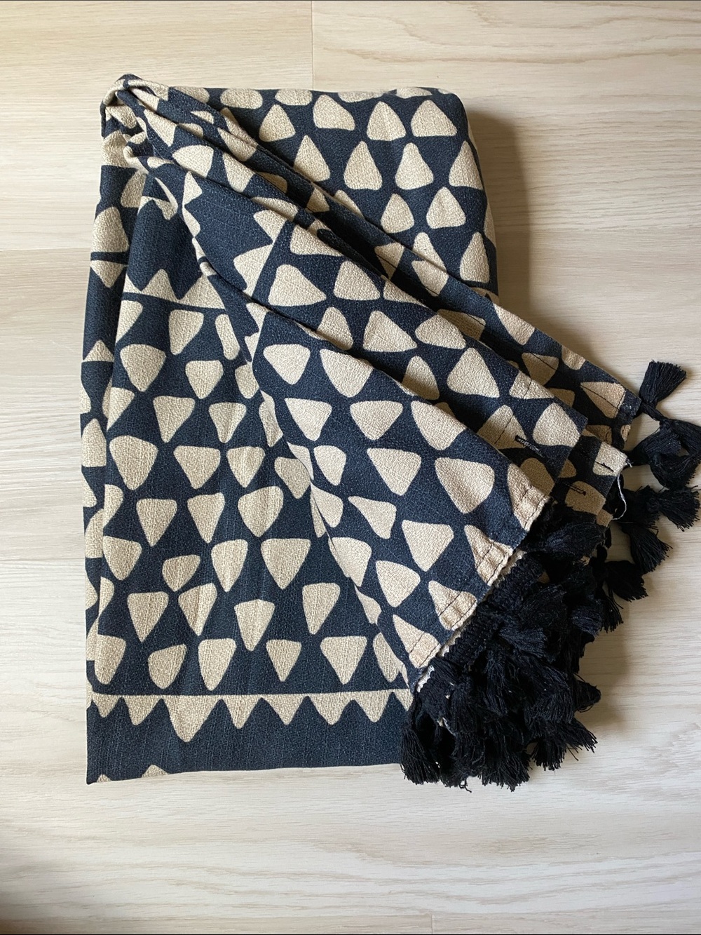 Opalhouse Printed Triangle Pattern Shower Curtain Black & Beige - Picture 3 of 7